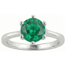 Afbeelding in Gallery-weergave laden, Rond geslepen groene smaragd Solitaire 3 karaats ring goud wit 14K