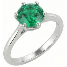 Afbeelding in Gallery-weergave laden, Rond geslepen groene smaragd Solitaire 3 karaats ring goud wit 14K