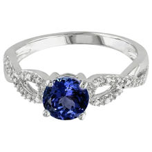 Afbeelding in Gallery-weergave laden, Rond geslepen tanzaniet 3.50 karaat Natuurlijke echte diamanten ( niet in een laboratorium gekweekt ) fancy ring wit goud 14k