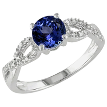 Afbeelding in Gallery-weergave laden, Rond geslepen tanzaniet 3.50 karaat Natuurlijke echte diamanten ( niet in een laboratorium gekweekt ) fancy ring wit goud 14k