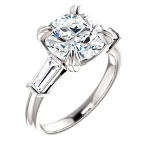 Afbeelding in Gallery-weergave laden, Rond Met Stokbrood Echt Diamanten Ring Met 3 Stenen Wit Goud 2,30 Karaat