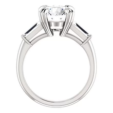 Afbeelding in Gallery-weergave laden, Ronde Met Baguette Natuurlijke Echte Diamant (Niet Labgekweekt) Drie Steen Ring Witgoud 2.30 Karaat