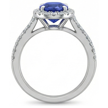Afbeelding in Gallery-weergave laden, Ronde 2.50 karaat blauwe saffier met Natuurlijke echte diamanten ( niet in een laboratorium gekweekt ) ring wit goud 14K