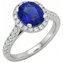 Afbeelding in Gallery-weergave laden, Ronde 2.50 karaat blauwe saffier met Natuurlijke echte diamanten ( niet in een laboratorium gekweekt ) ring wit goud 14K
