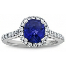 Afbeelding in Gallery-weergave laden, Ronde 2.50 karaat blauwe saffier met Natuurlijke echte diamanten ( niet in een laboratorium gekweekt ) ring wit goud 14K