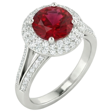 Afbeelding in Gallery-weergave laden, echte round robijn 3.60karaat ring close-up detail