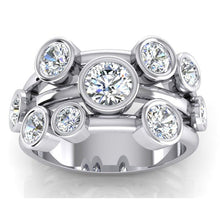 Afbeelding in Gallery-weergave laden, Ronde Bubble Echt Diamond Ring 2,10 karaat 6 mm brede omlijsting set