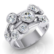 Afbeelding in Gallery-weergave laden, Ronde Bubble Echt Diamond Ring 2,10 karaat 6 mm brede omlijsting set