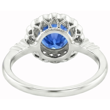 Afbeelding in Gallery-weergave laden, Ronde Ceylon Sapphire Diamond Ring Bezel Set 3.80 Carat White Gold 14K