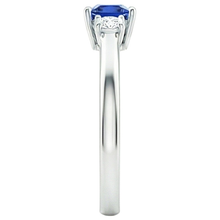 Afbeelding in Gallery-weergave laden, Ronde Diamant & Prinses Blauwe Saffier Jubileumring 1,25 Karaat