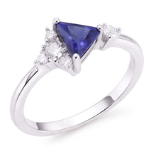 Afbeelding in Gallery-weergave laden, Ronde Diamanten & Biljoen Saffier Ring Edelsteen Sieraden