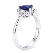 Afbeelding in Gallery-weergave laden, Ronde Diamanten & Biljoen Saffier Ring Edelsteen Sieraden