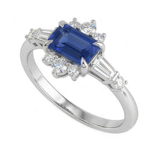 Afbeelding in Gallery-weergave laden, echte baguette saffier 2.50karaat ring close-up detail