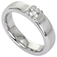Afbeelding in Gallery-weergave laden, Ronde Echt Diamanten Herenring Met Geborstelde Afwerking 14K 0,50 Karaat Witgoud