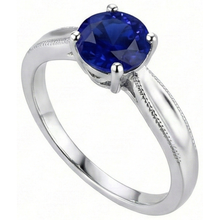 Afbeelding in Gallery-weergave laden, echte round saffier 1karaat ring close-up detail