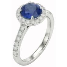 Afbeelding in Gallery-weergave laden, echte round saffier 2karaat ring close-up detail
