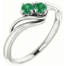Afbeelding in Gallery-weergave laden, Ronde Groene Emerald Bypass Instelling Ring 1,60 Karaat Wit Goud 14K