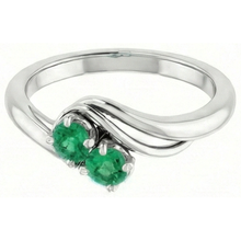 Afbeelding in Gallery-weergave laden, Ronde Groene Emerald Bypass Instelling Ring 1,60 Karaat Wit Goud 14K