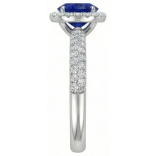 Afbeelding in Gallery-weergave laden, echte round saffier 3karaat ring close-up detail