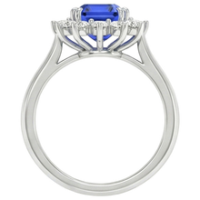 Afbeelding in Gallery-weergave laden, Ronde Halo IGI GECERTIFICEERDE Diamanten Asscher Geslepen Blauwe Saffier 6.50 Karaat Ring 14K Goud