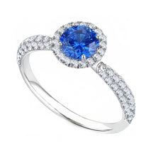 Afbeelding in Gallery-weergave laden, echte round saffier 3karaat ring close-up detail