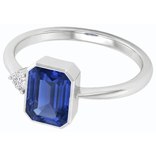 Afbeelding in Gallery-weergave laden, Ronde Natuurlijke echte diamant ( niet in het laboratorium gekweekt )en ring set blauwe saffier ring 1,75 karaat taps toelopende schacht