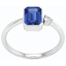 Afbeelding in Gallery-weergave laden, Ronde Natuurlijke echte diamant ( niet in het laboratorium gekweekt )en ring set blauwe saffier ring 1,75 karaat taps toelopende schacht