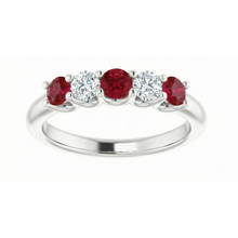 Afbeelding in Gallery-weergave laden, Ronde Natuurlijke echte diamanten ( niet in een laboratorium gekweekt ) Ruby Stone Ring 2 karaat witgoud 14K sieraden