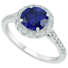 Afbeelding in Gallery-weergave laden, echte round saffier 2.50karaat ring close-up detail