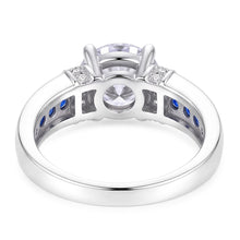 Afbeelding in Gallery-weergave laden, Ronde Natuurlijke uit de aarde gewonnen Diamant geaccentueerde Blauwe Saffierstenen Ring 3 Karaat