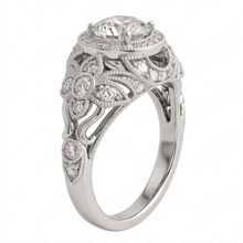 Afbeelding in Gallery-weergave laden, Ronde Natuurlijke uit de aarde gewonnen Diamanten Verlovings- Jubileumring Vintage Stijl 2 Karaat Witgoud 14K