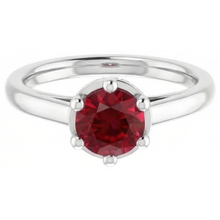 Afbeelding in Gallery-weergave laden, Ronde Robijn Ring Wit Goud 14K Prong Stijl 1,25 Karaat