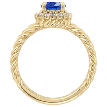 Afbeelding in Gallery-weergave laden, Ronde Saffier En Diamanten Fancy Ring 2 Karaat Geel Goud 14K