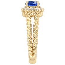 Afbeelding in Gallery-weergave laden, Ronde Saffier En Diamanten Fancy Ring 2 Karaat Geel Goud 14K