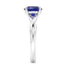 Afbeelding in Gallery-weergave laden, Ronde Solitaire Sapphire Ring Infinity Style Shank Goud 14K 2 Karaat