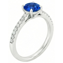 Afbeelding in Gallery-weergave laden, Ronde Sri Lanka Saffier Ring Diamanten Sieraden Wit Goud 14K