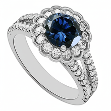 Afbeelding in Gallery-weergave laden, echte round saffier 2.25karaat ring bovenaanzicht