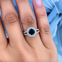 Afbeelding in Gallery-weergave laden, echte round saffier 2.25karaat ring profielweergave