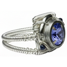 Afbeelding in Gallery-weergave laden, Ronde Tanzaniet Aaa antieke stijl witgouden ring 2 karaat