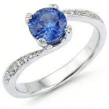 Afbeelding in Gallery-weergave laden, Ronde briljant geslepen 2,50 ct Sri Lanka saffier Natuurlijke echte diamanten ( niet in een laboratorium gekweekt ) ring wit goud