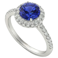 Afbeelding in Gallery-weergave laden, Ronde briljant geslepen 6.75 ct tanzaniet en Natuurlijke echte diamanten ( niet in een laboratorium gekweekt ) ring goud wit