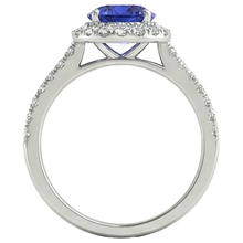 Afbeelding in Gallery-weergave laden, Ronde briljant geslepen 6.75 ct tanzaniet en Natuurlijke echte diamanten ( niet in een laboratorium gekweekt ) ring goud wit