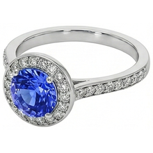 Afbeelding in Gallery-weergave laden, echte round saffier 2karaat ring met diamantaccenten
