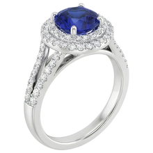 Afbeelding in Gallery-weergave laden, echte round saffier 3.50karaat ring close-up detail