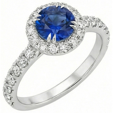 Afbeelding in Gallery-weergave laden, echte round saffier 3.50karaat ring zijaanzicht