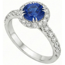 Afbeelding in Gallery-weergave laden, echte round saffier 3.50karaat ring bovenaanzicht