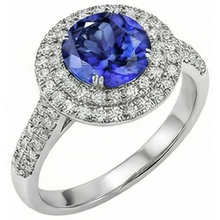 Afbeelding in Gallery-weergave laden, Ronde echte Tanzanite natuurlijke Natuurlijke echte diamanten ( niet in een laboratorium gekweekt ) Split Fancy Ring 2,65 karaat