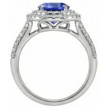 Afbeelding in Gallery-weergave laden, Ronde echte Tanzanite natuurlijke Natuurlijke echte diamanten ( niet in een laboratorium gekweekt ) Split Fancy Ring 2,65 karaat