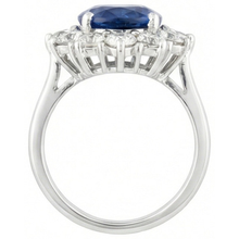 Afbeelding in Gallery-weergave laden, Ronde en ovale Ceylon saffier 6 karaat Natuurlijke echte diamanten ( niet in een laboratorium gekweekt ) ring wit goud 14K