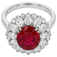 Afbeelding in Gallery-weergave laden, Ronde en Peervormige Diamanten met Robijn IGI GECERTIFICEERDE Ring 17.75 Ct Witgoud 14K